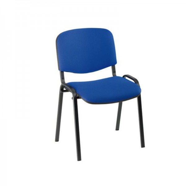 Iso-Stuhl mit schwarzer Epoxy-Struktur und Baly-Polsterung (Textil) in Blau